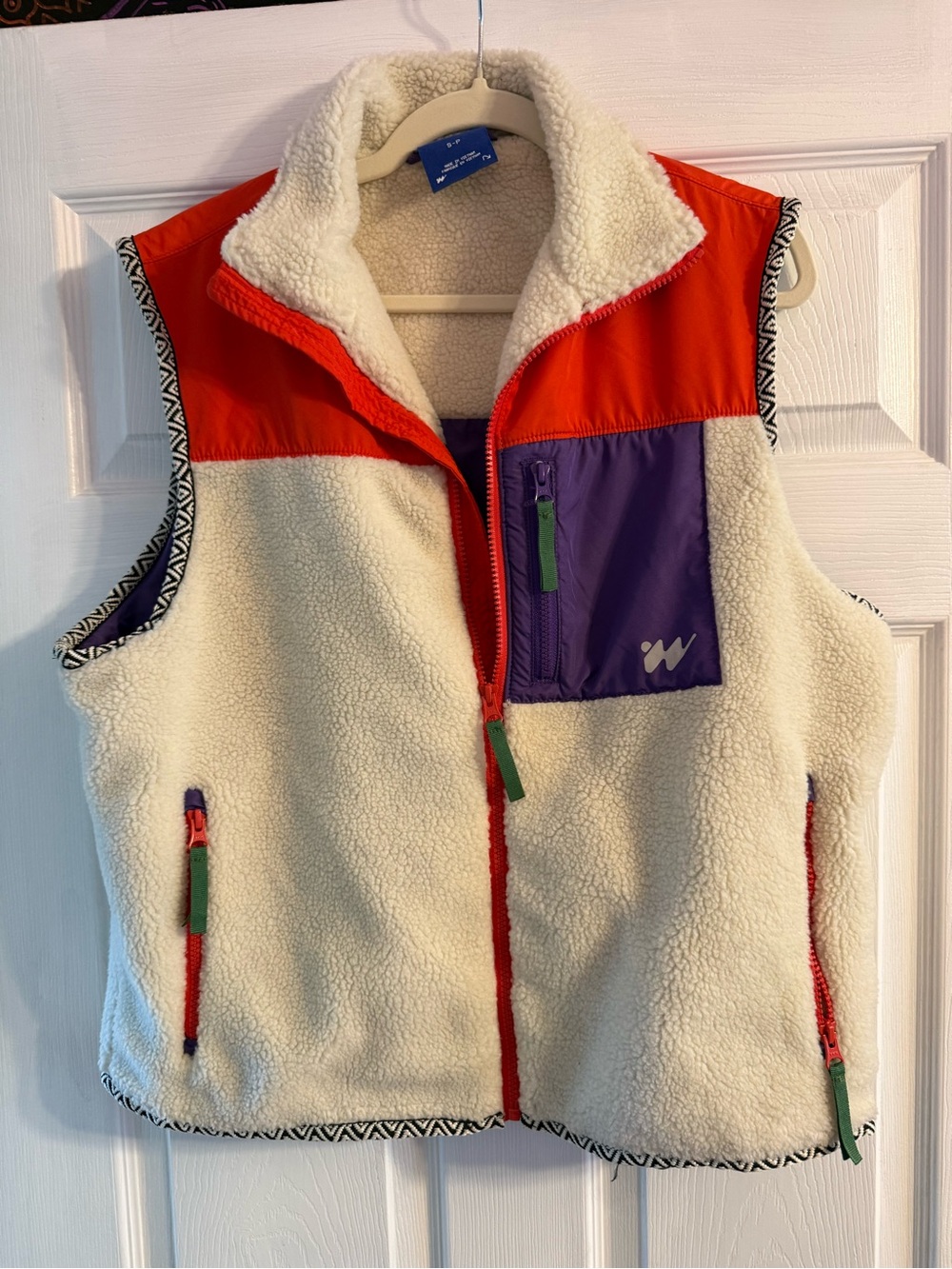 Within Walls Urban Outfitters Colorblock Retro 80s Sherpa Vest Size Small - Picture 2 of 5